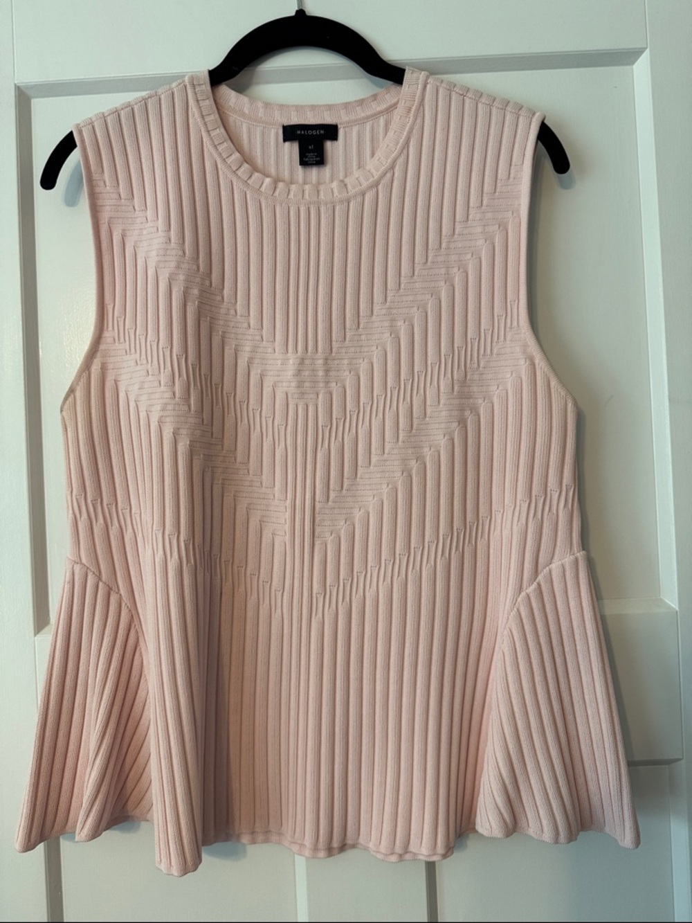 Halogen Sleeveless Ribbed Peplum Tank - Light Pink